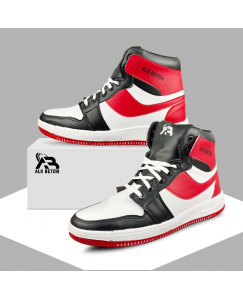 High Tops Mens Sneakers Synthetic Shoes Red Black MK